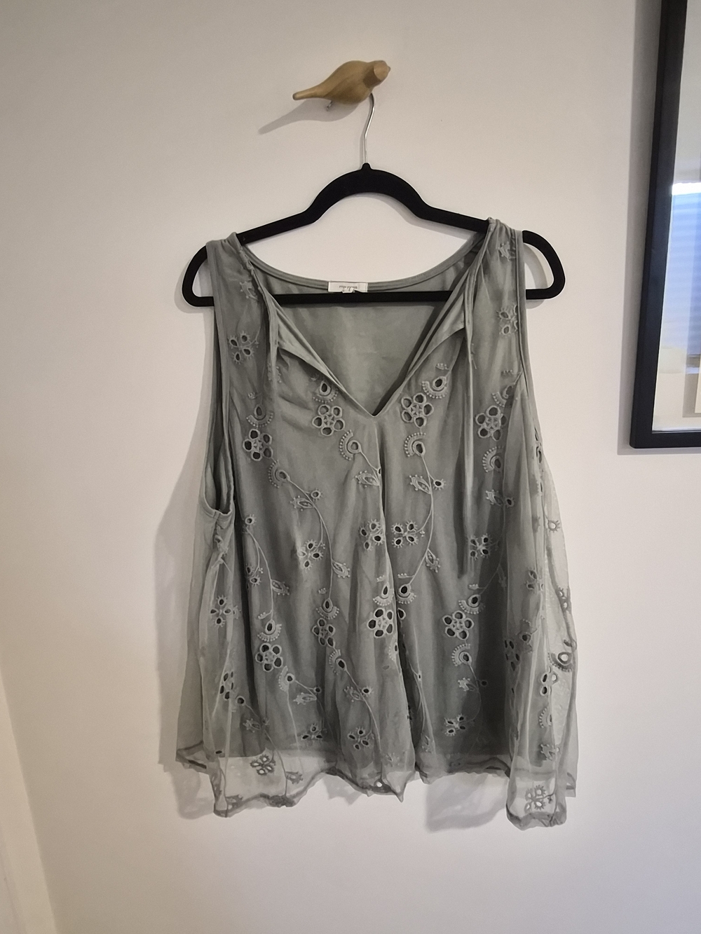 Maurices | Embroidered Sleeveless Blouse - Sage Green - Picture 2 of 10